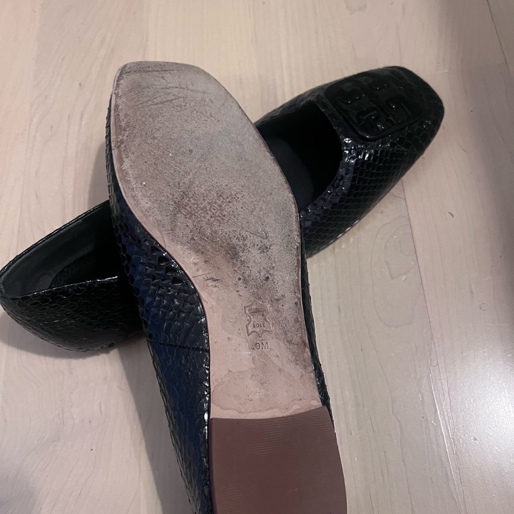 Tory Burch Black Snakeskin Flats - Picture 2 of 2